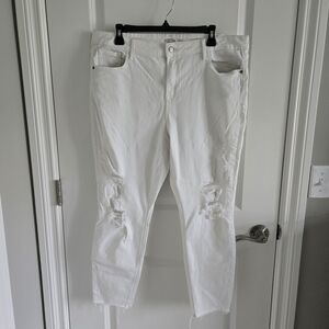 Old Navy Rockstar Super Skinny Ankle Distressed Jeans White